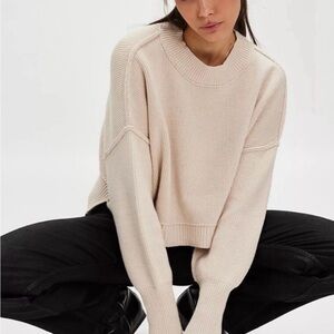 Free People Easy Street Cropped Sweater Cream Size M